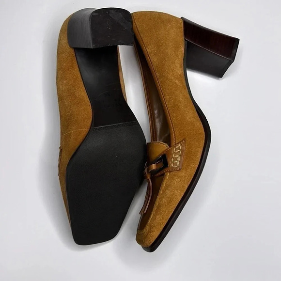 Audrey Brooke leather suede size 9m block heels - Picture 3 of 8